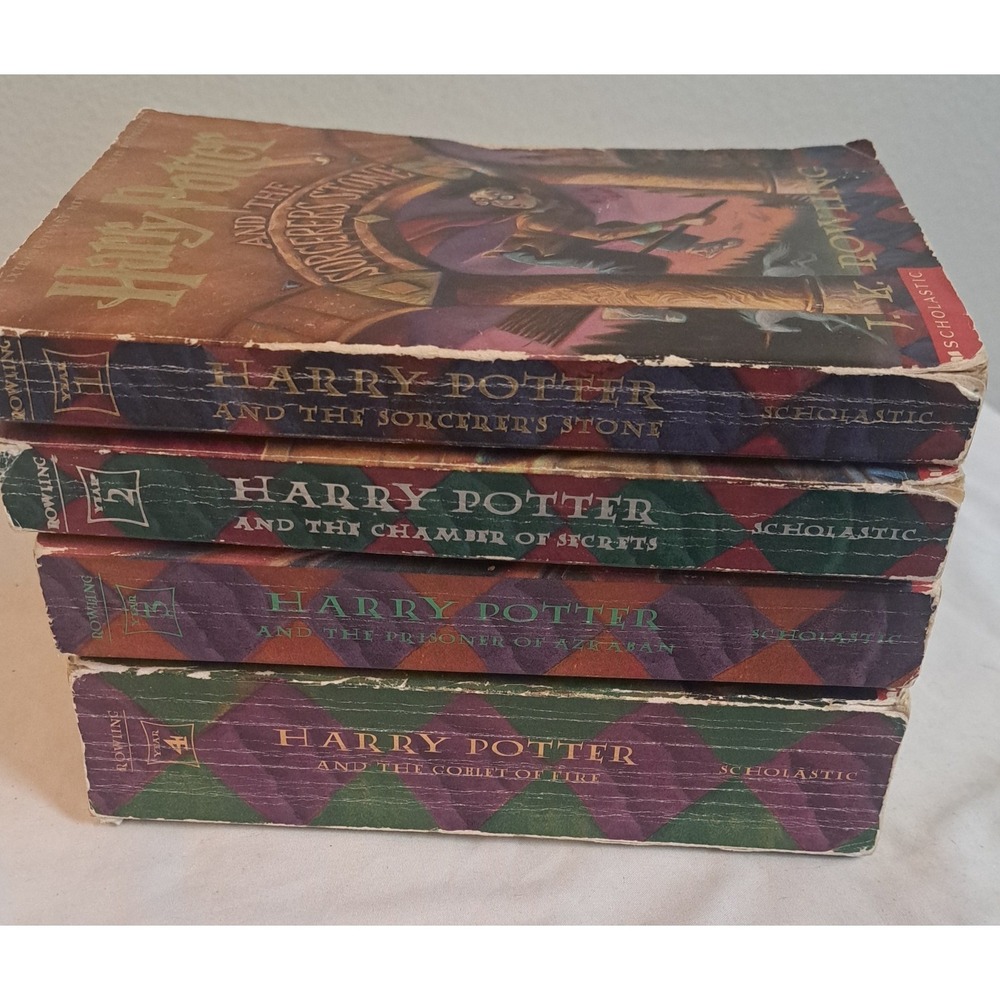 Harry Potter Books 1-4 Paperback Lot Sorcerer's Stone Chamber Secrets Azkaban...